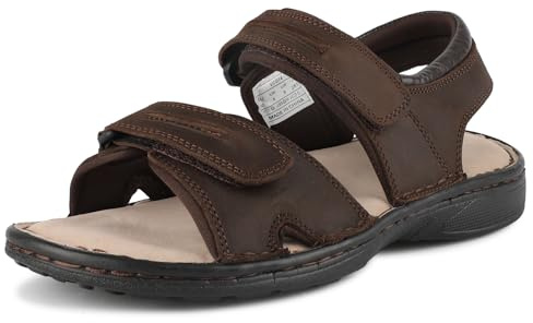riemot Sandali da Uomo in Vera Pelle per Esterno - Scarpe Estivi Punta Aperta Comodi e Leggere per Trekking, Spiaggia, Escursioni e Tempo Libero - Sandalo Sportivi con Suola Antiscivolo, 42 EU