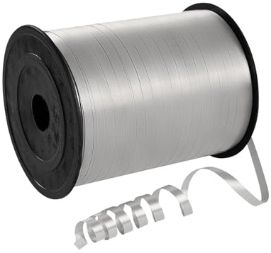 Geschenkband Silber 5mm Breit,450M Kräuselband Geschenkbänder,Ringelband, Ballonschnur für DIY-Dekoration,Dekoband für Hochzeit Weihnachten Neujahr Geburtstag Ballonband Silver Einfarbige Farbe