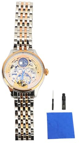 Skeleton Moon Phase Tourbillon Mekanisk Klocka, 80-timmars Kraftreserv, 3D Tourbillon, Transparent Panorama Design, för Män