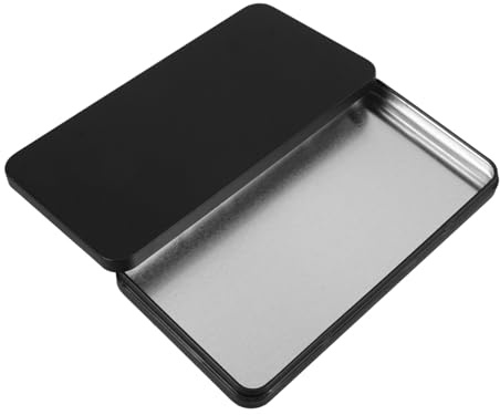KONTONTY Caja Metálica Pequeña Rectangular Negra Para Almacenamiento Oculto Seguro Monedas, Organizador Portátil Multifuncional Para Viaje y Uso Diario, Estuche Metálico Compacto
