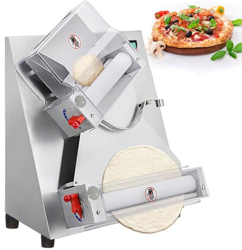Dfdieratve Rodillo Laminador de Masa Comercial Máquina Laminadora de Masa de Pizza Eléctrica de 12 Pulgadas 370 W Automáticamente Adecuada para Hacer Fideos, Pizza, Pan y Pastas
