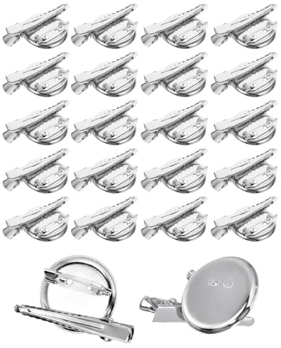 JEXOWIQ Sicherheitsnadeln,20 pcs Stück Brosche Basis 30mm Broschennadeln Sicherheitsnadeln Anstecknadeln zum Basteln mit Löchern für Ausweise Namenskarten Tags DIY Schmuck Handwerk Silber Ton