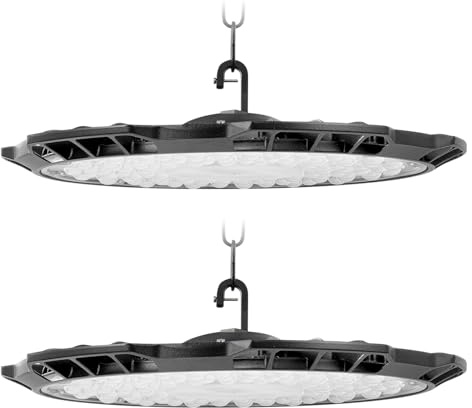 Litglobe 300W 2 Stück LED Hallenstrahler,30000LM LED Werkstatt Deckenleuchte,6500K Kaltweiß Hallenbeleuchtung,IP65 Wasserdichte UFO Werkstattlampe,Industrielampe High Bay Licht für Fabriken Garage
