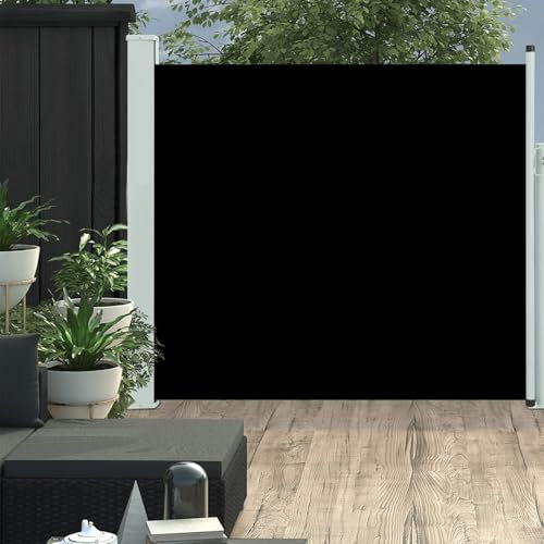 Juroupi Toldo Lateral retráctil de jardín Negro 170x300 cm Toldo Horizontal Exterior Toldos Cortavientos Toldos Laterales