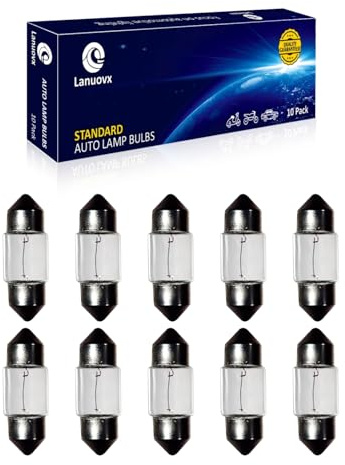Lanuovx 10 Stück Soffittenlampe 24V 5W Sv8.5-8 T3.25 10x31mm Xenon-Licht Kennzeichenbeleuchtung, Innenraumlicht, Kofferraumlampe für PKW