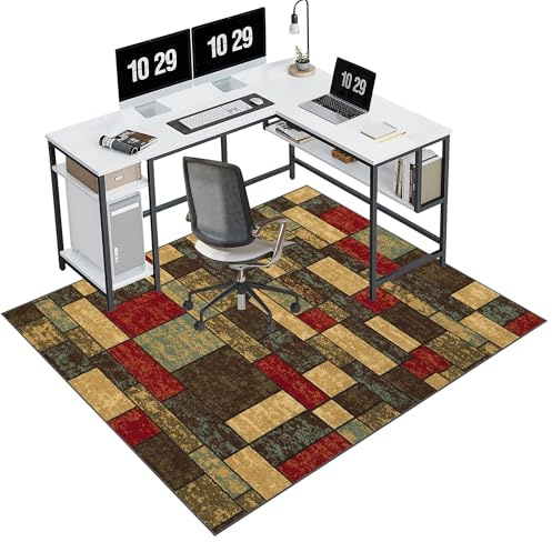 EYKWKB Kontorsstolsmattor, spelstolsmatta, stolmatta med hjul, halkfri golvskyddsmatta, golvmatta för parkett hårda golv 140 x 200 cm