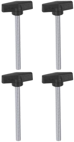 QUARKZMAN 4 Stück Rändelschrauben mit T Flügelknöpfe M10 x 80mm Kunststoff T-Kopf Kohlenstoffstahl 55mm Gewindebolzen Klemmschraube Flügelschraube Haltegriffe Klemmknopf für Maschine