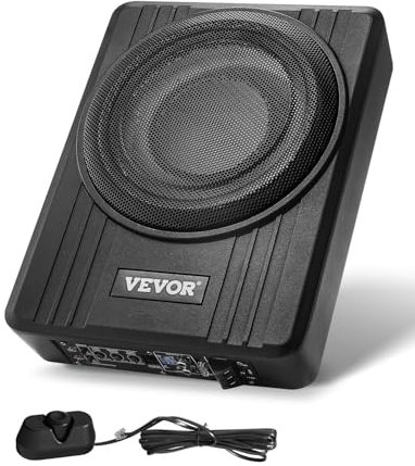 VEVOR Subwoofer per Auto Sotto Sedile, Subwoofer Auto Sottile Sistema a Basso Profilo, Audio a Basso Profilo Amplificatore Integrato, Ingresso Livello Alto Basso Regolatore del Volume, 254 mm e 150 W