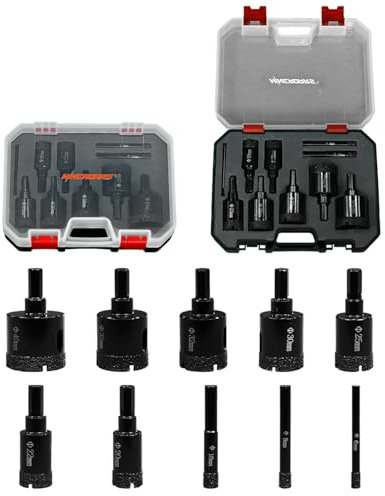 Diamond Drill Core Bits Set for Porcelain Triangle Shank Hole Saw Cutter for Tile Marble Ceramic Granite on Drill Machine 10pieces(6/8/10/20/22/25/30/32/35/40mm)
