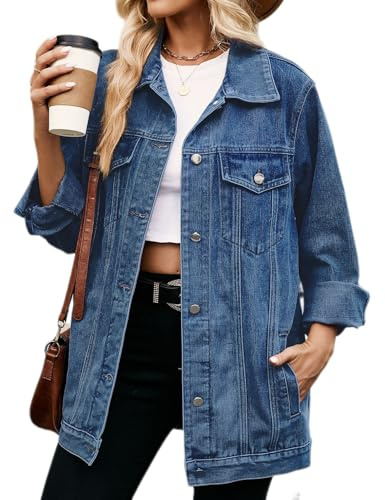 sandbank dam söt smal passform lätt jeans denim bomullsjacka kappa ytterkläder, Z-mörkblå, 44