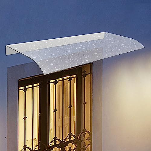 Door Canopy 80 x 40cm, Waterproof Front Door Canopy Porch Awning, Polycarbonate Rain Snow Protection Shelter Awning for Doorway Window Porch Balcony Garage Roof Patio, Clear
