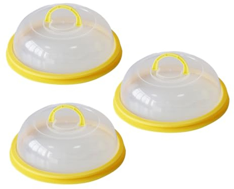 Warmhm Microwave Food Covers Heat Resistant Pp Material 3pcs with Practical Handle Design Keep Food Fresh and Prevent Splatter Microwave Plate Covers for Home and Hotel Use