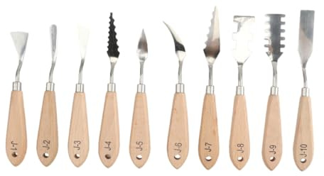 Housoutil 10pcs Stainless Steel Oil Painting Spatula for Mixing Spreading and Texturing Versatile Tools for Artists Hobbyists and Cooking Enthusiasts Durable Handle