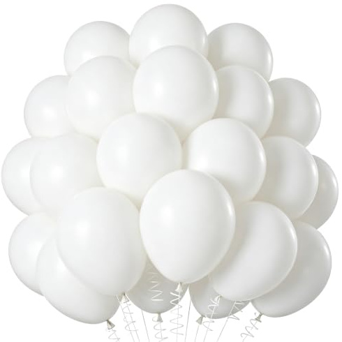 Luftballon Girlande Weiß, 100 Stück 10 Zoll Pastell Weiss luftballons, Weisse Girlande Luftballons Geburtstag Set, Mattes Weiße Latex Ballons Set für Geburtstag Babyparty Hochzeit Festival Party Deko