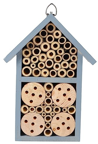 1 x Bienenhaus aus Holz, kreatives hängendes Insektenhotel für den Garten, bemalt, gemütliches Zuhause für Bienen und Insekten, einfach aufzuhängen, Gartenornament