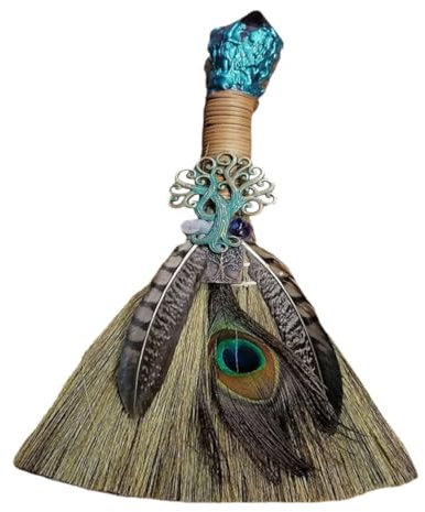 Ciieeo Colgante de Escoba de Bruja para Altar con Puntos de Cristal Adorno y Decorativo Único y Chic para Uso Múltiple y Decoración Bodas o Eventos