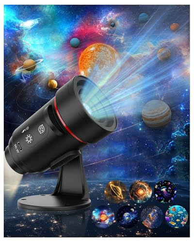 Upgraded Galaxy Projector with Wall Lamp, 7PCS HD Film Discs Night Light for Kids, Brighter and Wider Projection Wall Light, Planetarium Projector for Corridor Bedroom Ceiling Room Decor