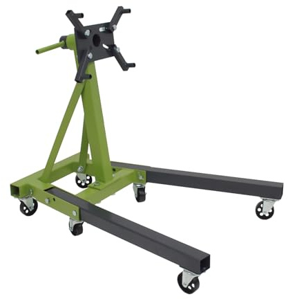 TRUTZHOLM Motorständer Stahl Tragkraft 900 kg 360° drehbarer Montagekopf 6 Lenkrollen Motorhalter Stabiler Montageständer Motorheber mobil mit Flexibler Aufnahme für Motoren Getriebe grün
