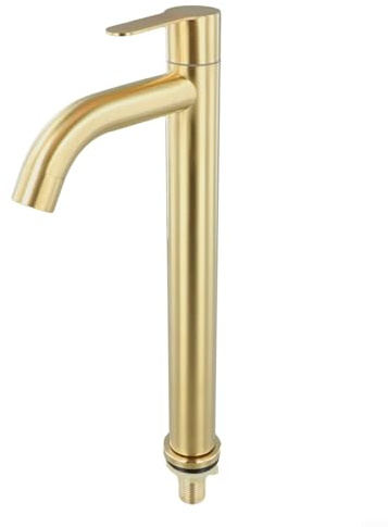 Rubinetto singolo per lavabo freddo, miscelatore monoblocco a leva singola, rubinetti per lavabo da bagno dorati, rubinetto a vita alta, rubinetti moderni per lavabo (L)