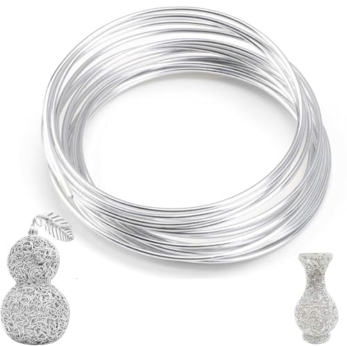 1 styck pysseltråd 3 mm x 10 m, aluminiumtråd, tunn konstverkstråd silver, silvertråd, dekorativa delar, silver