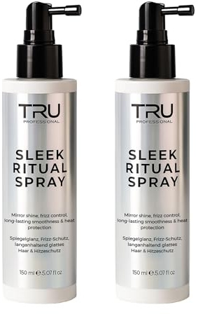 TRU Sleek Ritual Hitzeschutzspray (2er Pack) 150 ml | Für glattes, geschmeidiges Haar, Anti-Frizz-Effekt, mit Silikonkomplex und Algenextrakt, ideal vor Föhnen und Glätten