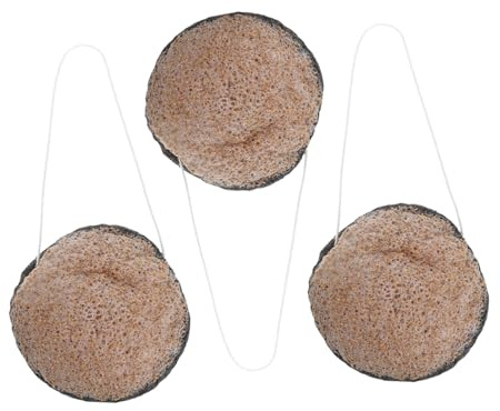 TIDTALEO 3piezas Borla Limpiadora de Esponja para Limpieza Esponja Desmaquillante Semillas de Nuez Bambú para Baño y Spa para Mujeres y Hombres