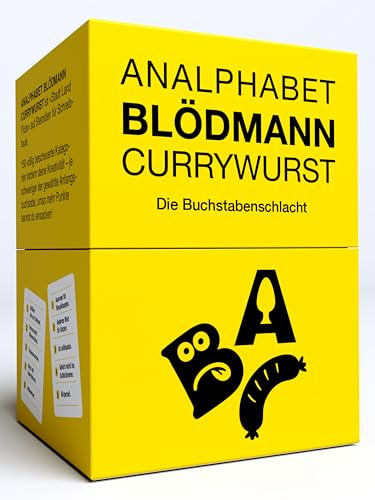 Kampf gegen das Spießertum Analphabet Blödmann Currywurst – Die Buchstabenschlacht | Stadt Land Fluss für Erwachsene ab 16 Jahren | Wortspiel für 3-8 Personen | 30-60 Minuten | Lustiges Kartenspiel