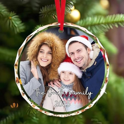 Palline di Natale Personalizzate, Palla di Natale con Foto, Decorazioni per l’albero di Natalizie, 2026 Regalo per la Famiglia, Cristallo di Vetro