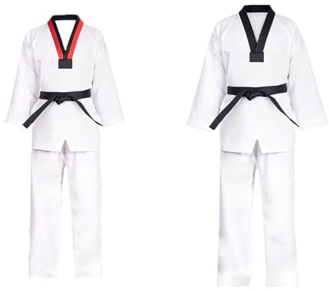 Ayztantine Vêtements Uniformes de Taekwondo Blancs, vêtements karaté Judo Dobok for Enfants et Adultes, Uniforme Gi Unisexe à Manches Longues Kimono Karate Homme(XXL 180)