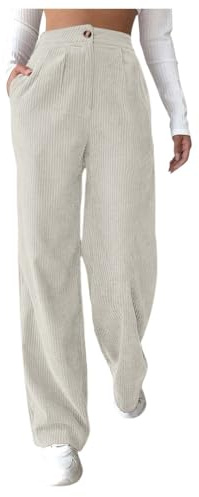 Generico Pantaloni Velluto A Coste Donna Vita Alta Pantaloni Donna Velluto Larghi Dritti Pantalone in Corduroy Palazzo Autunnali Invernali