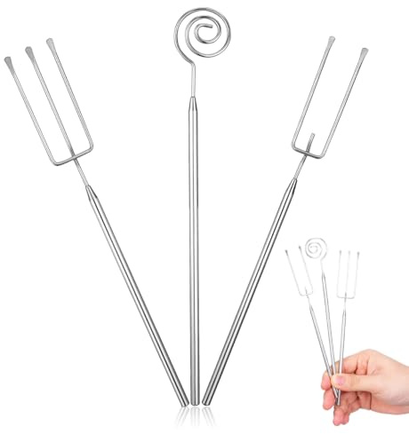 NOLITOY 3pcs Chocolate Dipping Tool Set: Stainless Steel Chocolate Forks for Fruit Candy Making Cheese Fondue - Includes Spiral 2-Prong 3-Prong Dipping Forks for Treats