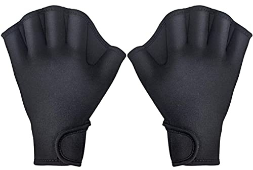 Odoukey L Gants Aquatiques Entraînement De Natation Gants De Natation Palmés pour Hommes Femmes Adultes Enfants Résistance à l'eau Fitness