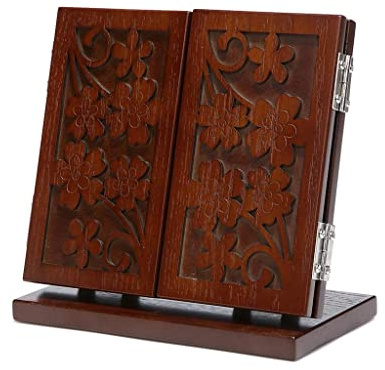 Viahsen Make Up Spiegel Klappspiegel Retro Holz Kosmetik Spiegel Antik mit Verstellbarem Winkel Aus Feiner Textur für Geschenk Schlafzimmer Schminktisch Wohnz, dunkle Holzfarbe