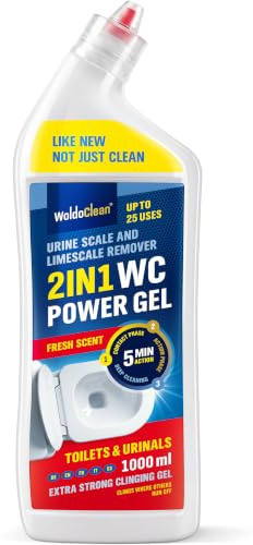 WoldoClean 2in1 Urinsten och Kalkborttagning WC 1L - Stark Toalett Gel | Toalettrengöring, kalkborttagare badrum, urinoar, avlagringar, keramik