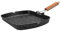 Kamberg - Poêle Grill 34 x 24 cm - Manche Rabattable en bois - Fonte d'Aluminium - Revêtement type pierre - Tous feux dont induction - Sans PFOA - 0008016, Noir, 36 x 26,5 x 3,5 cm