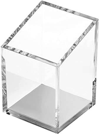 OfficeGoods Stifte und Stiftehalter aus Acryl – modernes TrapezDesign – schöner SchreibtischOrganizer für Zuhause oder Büro – kontrastierende Metallbasis – 7,6 cm quadratisch mit 8,9 cm