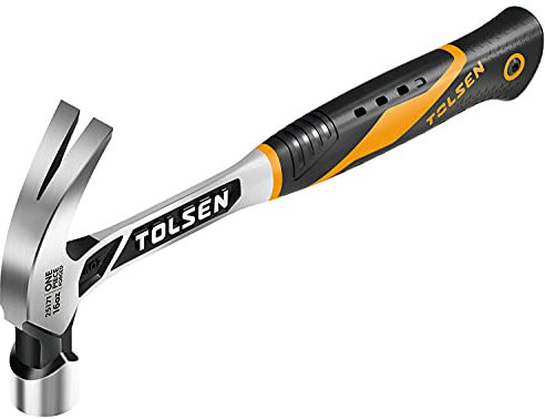 Tolsen Marteau arrache-clou forgé en une pièce avec poignée brevetée et réduction des vibrations 450 g
