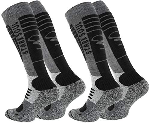 STARK SOUL Ski Funktionssocken, Wintersport Socken mit Spezial Polsterung, 2 Paar (39/42, grau-schwarz)