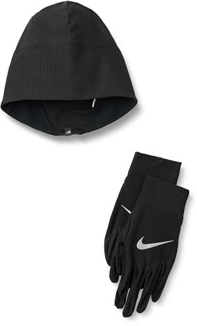 Nike Essential Set cappello e guanti da uomo Black/Black/Silver L/XL