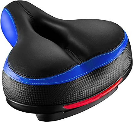 Roguoo Bike Seat, Most Comfortable Bicycle Seat Dual Shock Absorbing Memory Foam Waterproof Bicycle Saddle Bike Seat Replacement with Refective Tape for Mountain Bikes, Road Bikes
