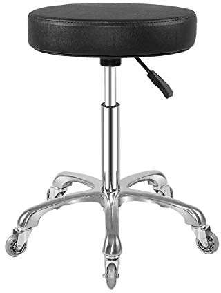 Ainilaily Rolling Stool with Wheels, Heavy Duty Hydraulic Massage Stool for Shop Guitar Lab Tattoo Workbench Medical, Adjustable Swivel Chair (Black)