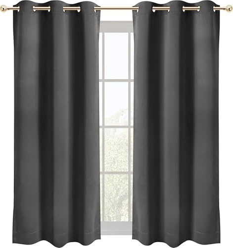 Utopia Bedding Verdunkelungsvorhänge mit Ösen thermovorhang 2er Set [107x160 cm, Grau] wärme und kälteisolierende und schalldämmende Vorhang Blickdicht für Wohnzimmer, Schlafzimmer & Büro