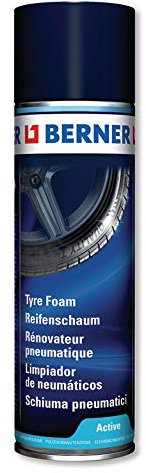 Berner Nero gomme Auto, Schiuma rigenerante Effetto Bagnato per Pneumatici, per plastiche Motore,parafanghi da 500 ml