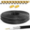 HB-DIGITAL 30m cable coaxial SAT HQ135 PRO incl. 2X conector F + 10x enchufe F dorado GRATUITO | Cable de antena satélite cuádruple apantallado para sistemas DVB-S/S2 DVB-C/C2 DVB-T/T2 DAB+Radio BK
