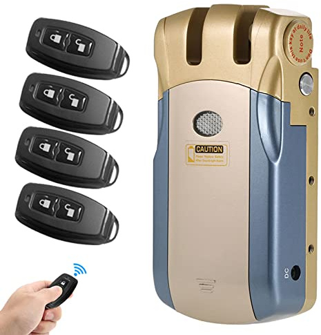 Splenssy Control Remoto inalámbrico Lock Security Invisible Keyless Intelligent Lock Aleación de Zinc Metal iOS Android App Desbloqueo con 4 Llaves Smart Home Control de Acceso Sistema de Seguridad