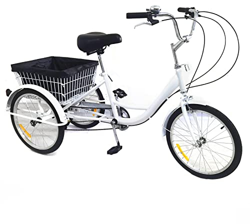 SHZICMY 20 Zoll Dreirad Für Erwachsene, 3 Rad Fahrrad Dreirad mit Einkaufskorb, Dreirad Trike Bike Radfahren ür Erwachsene und Senioren