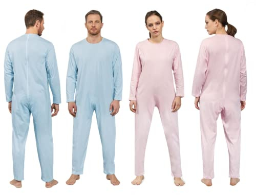 Be-Myco Tutone Pigiama Sanitario Intero per Anziani, Uomo e Donna, 100% Cotone, Apertura Posteriore con Zip, Ausilio Assistenziale