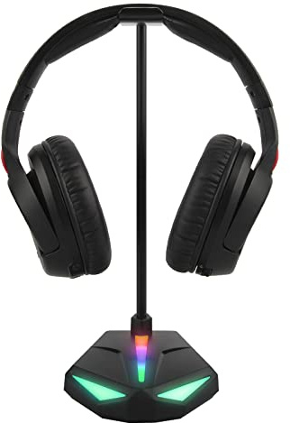 GEEKRIA ABS RGB Headphones Stand for Over-Ear Headphones, Gaming Headset Holder, Desk Display Hanger with Solid Heavy Base Compatible with Sennheiser 202 II, HD598, Sony MDR7506 (Black)