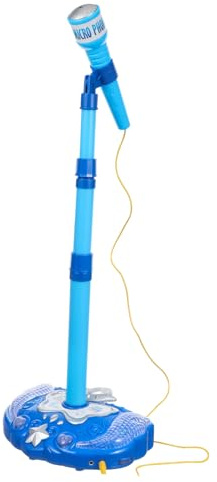 TOYANDONA Kids Microphone Toy with Adjustable Stand Blue Early Educational Karaoke Singing Toy for Boys and Girls Electronic Plaything without Battery for Home Party