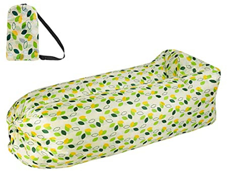 Hixingo Aufblasbares Sofa Wasserdichtes Strandliege Tragbares Luftsofa Outdoor Sofa Mit Tragetasche Reißfest Camping Sofa für Camping, Strand, Outdoor, Park, Reisen (185 * 75 * 55 cm,Grüne Blätter)